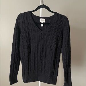 St. John's Bay Women’s Black Knit V-Neck Sweater